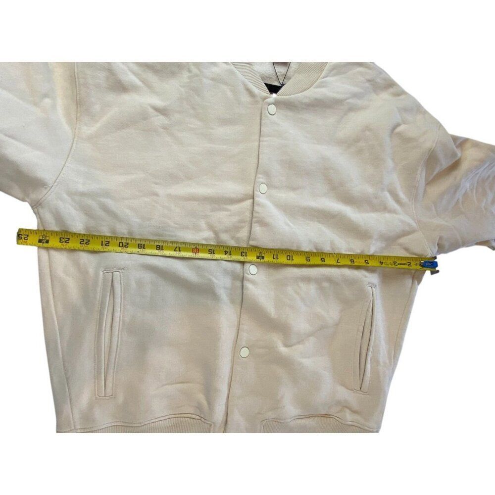 Zara Mens Bomber Jacket L Beige Tan Cotton Stretch Snap Button 3854/338 NWT - Picture 6 of 8